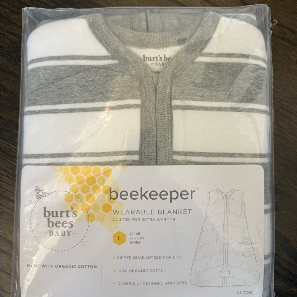New- Burts Bees Baby Wearable Blanket Sack Size Large 22-28lb, 12-18m